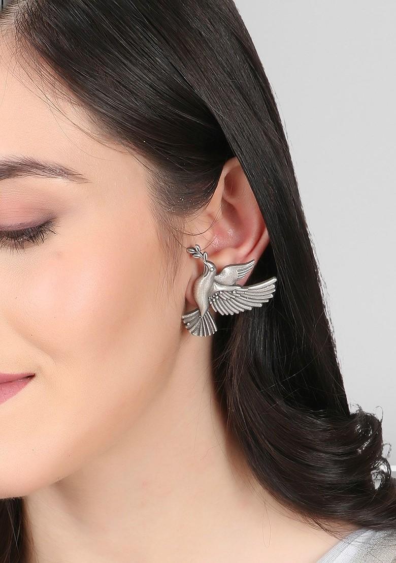Silver Contemporary Studs Silver Plated  Earrings
