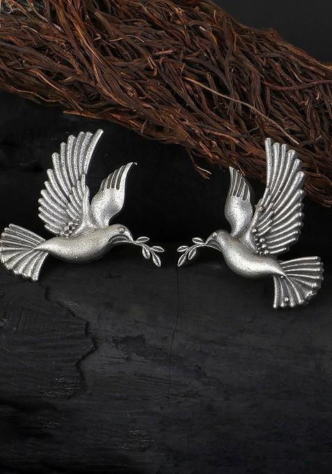 Silver Contemporary Studs Silver Plated  Earrings