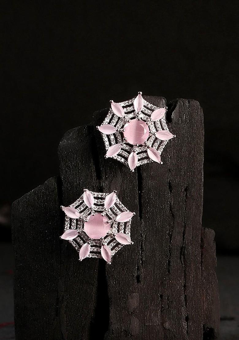 Silver Floral Stud Silver Plated  Earrings