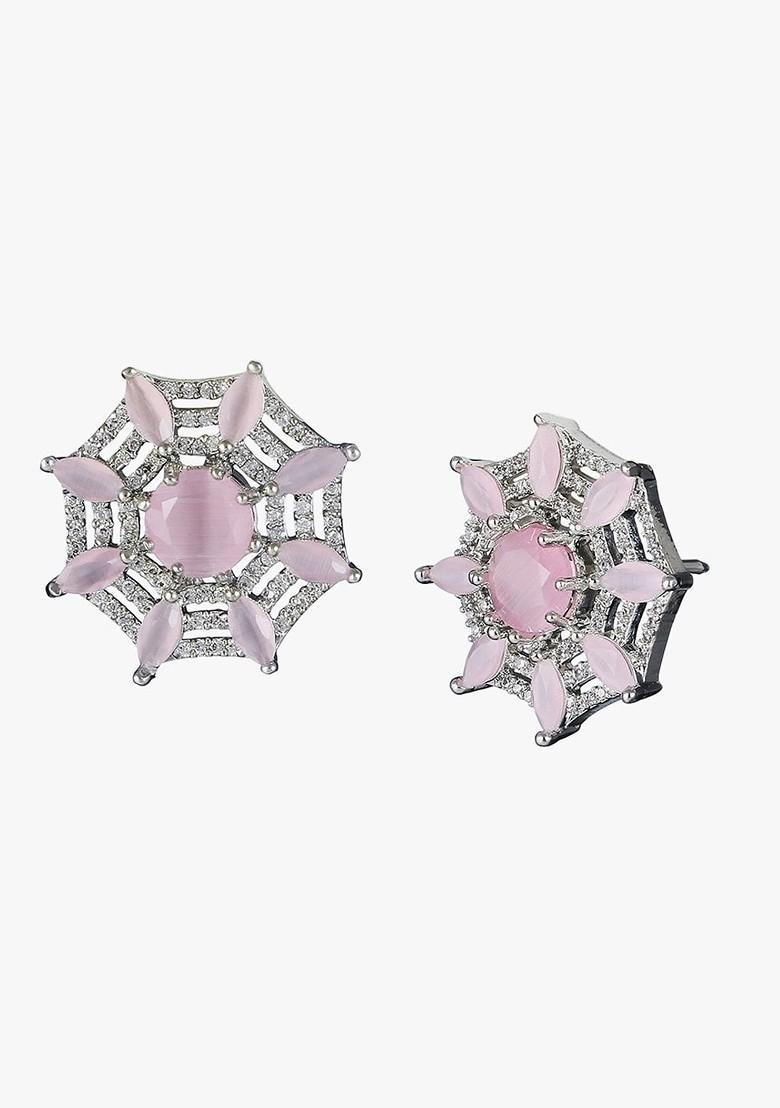 Silver Floral Stud Silver Plated  Earrings