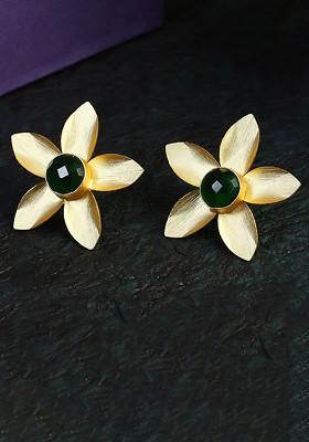 Gold Stone Studded  Gold Plated Earrings