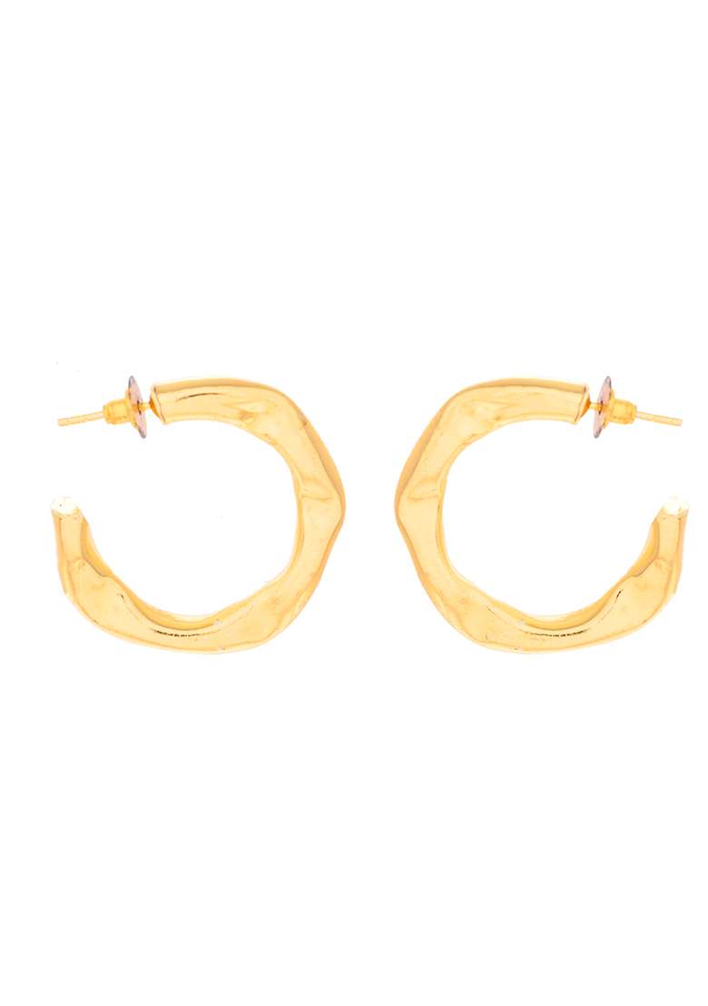 Gold Plated Classic Half Hoop Earrings - Indya