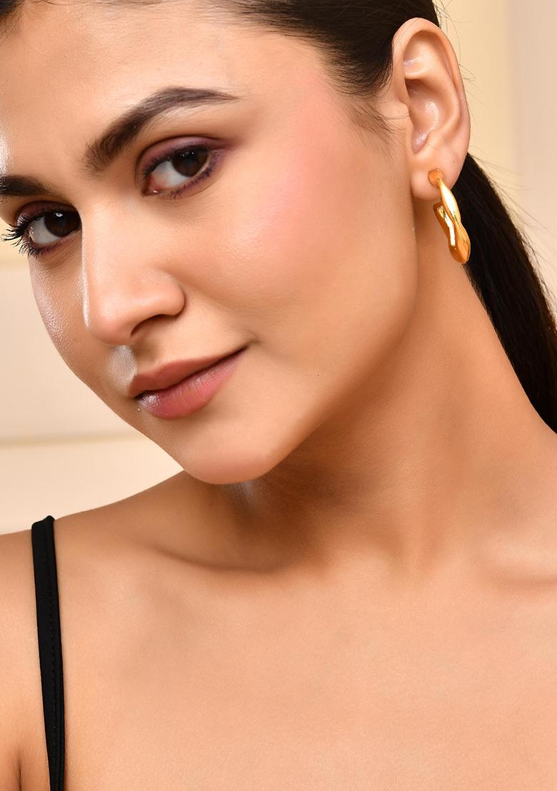 Gold Plated Classic Half Hoop Earrings