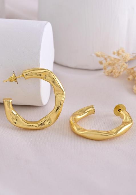 Gold Plated Classic Half Hoop Earrings