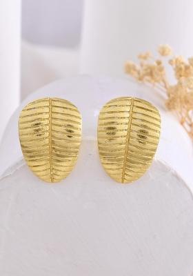 Gold Plated Anti Tarnish Leaf Shape Earrings