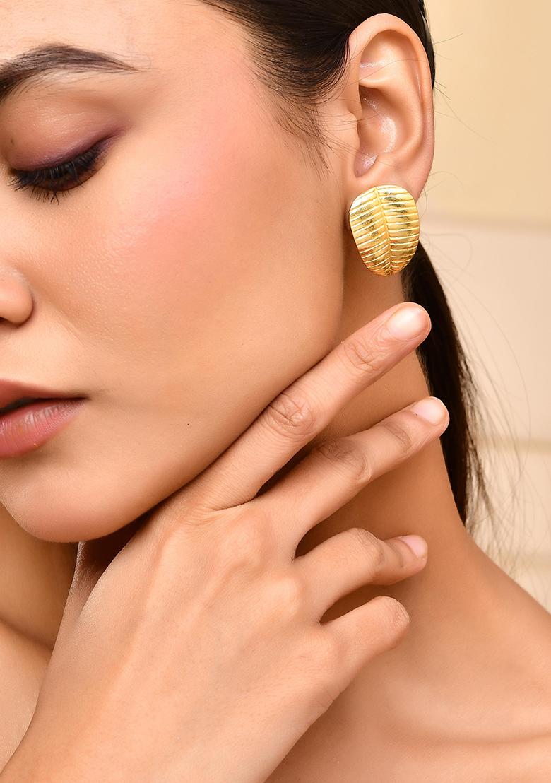Gold Plated Anti Tarnish Leaf Shape Earrings