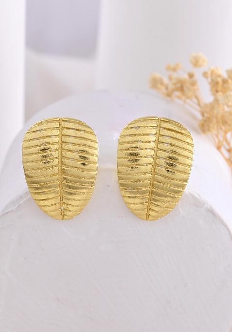 Gold Plated Anti Tarnish Leaf Shape Earrings