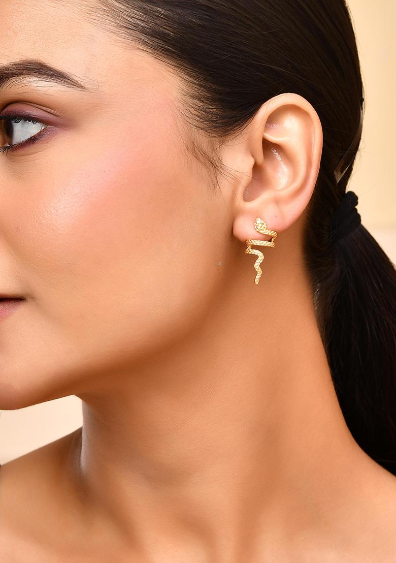 Gold Plated Anti Tarnish Snake Earrings