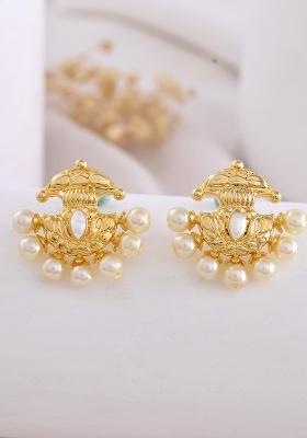 Gold Plated Classic Pearl Studded Anti Tarnish Earrings