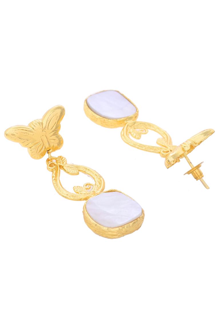 Gold Plated Stone Studded Designer Anti Tarnish Earrings
