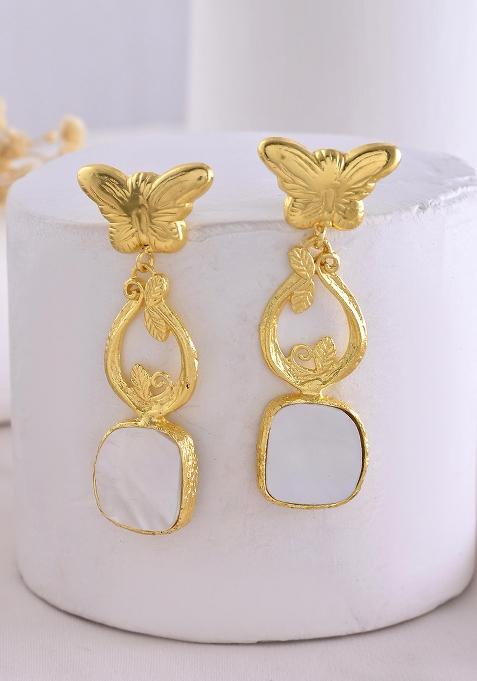 Gold Plated Stone Studded Designer Anti Tarnish Earrings