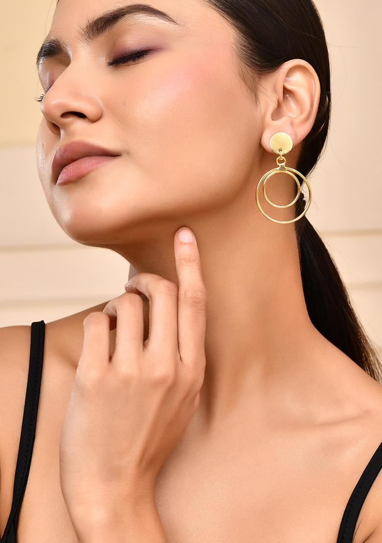 Gold Plated Anti Tarnish Circle Stud Earrings
