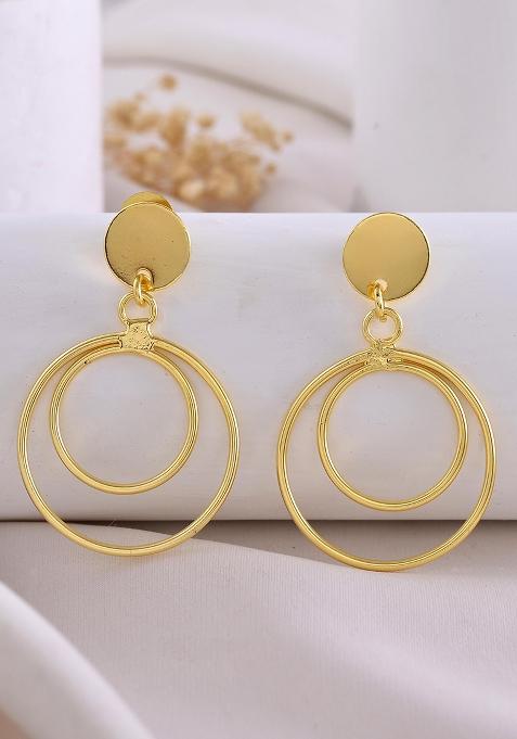 Gold Plated Anti Tarnish Circle Stud Earrings