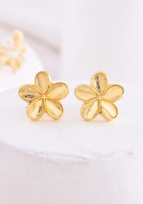 Gold Plated Flower Shape Anti Tarnish Studs Earrings