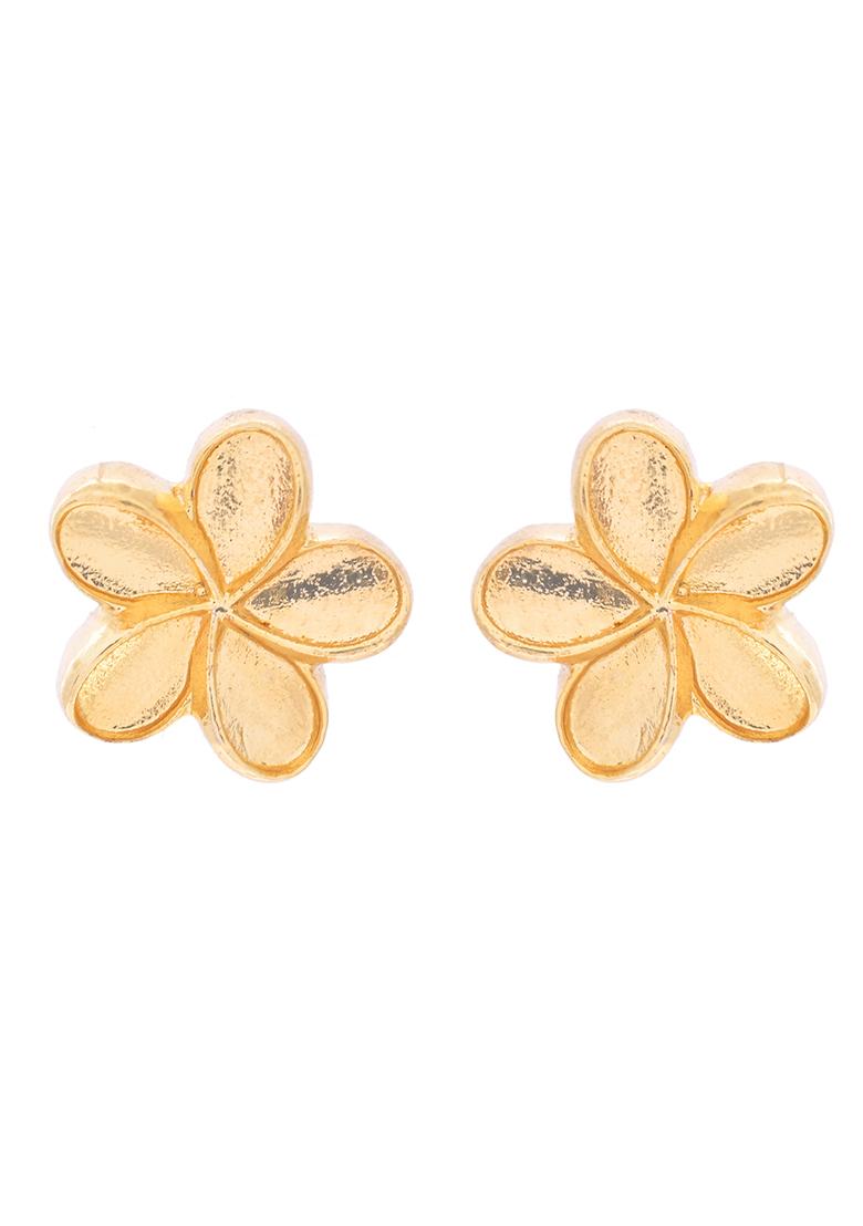 Gold Plated Flower Shape Anti Tarnish Studs Earrings