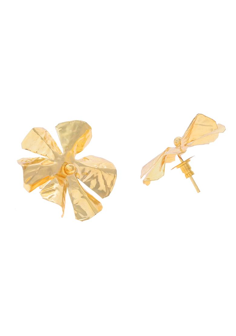 Gold Toned Floral Studs Earrings
