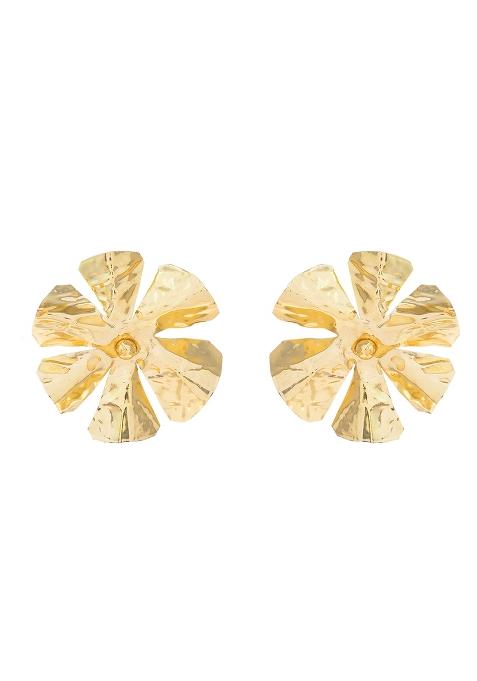 Gold Toned Floral Studs Earrings