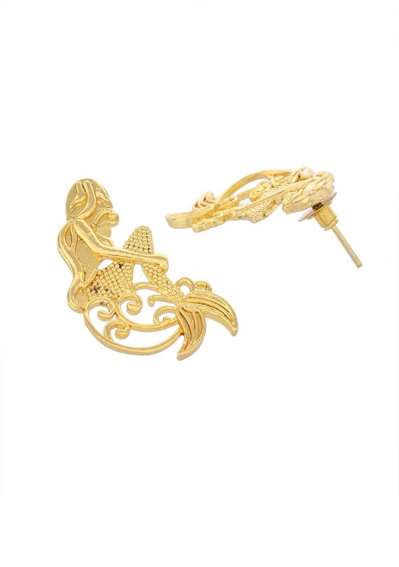 Gold Toned Marmaid Shape Anti Tarnish Earrings