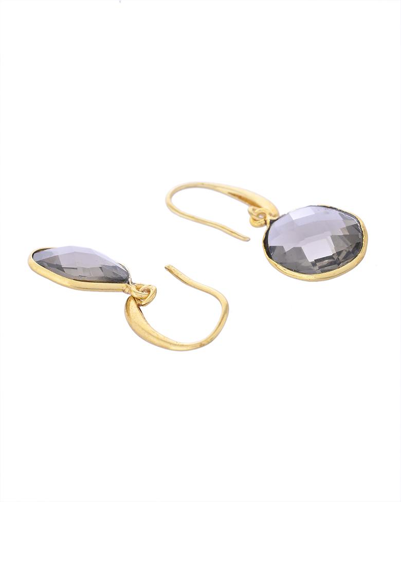 Gold Plated Classic Stone Studded Drop Earrings
