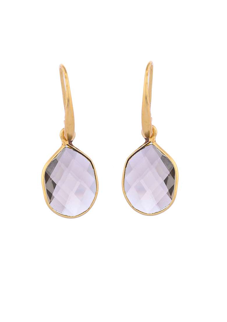 Gold Plated Classic Stone Studded Drop Earrings - Indya
