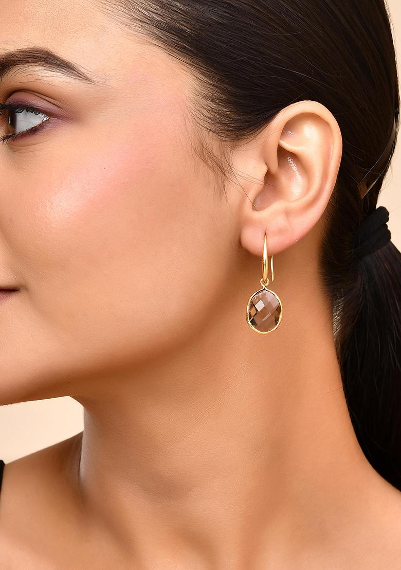 Gold Plated Classic Stone Studded Drop Earrings
