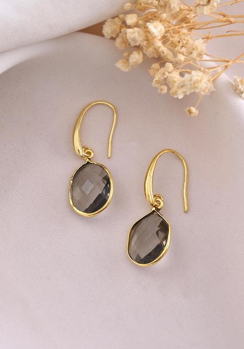 Gold Plated Classic Stone Studded Drop Earrings