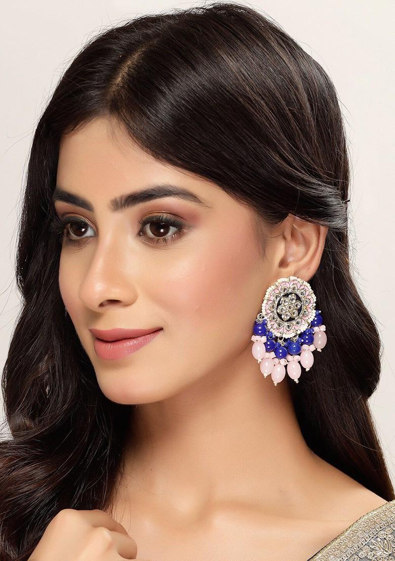 Pink Kundan Studded Gold Plated Earrings