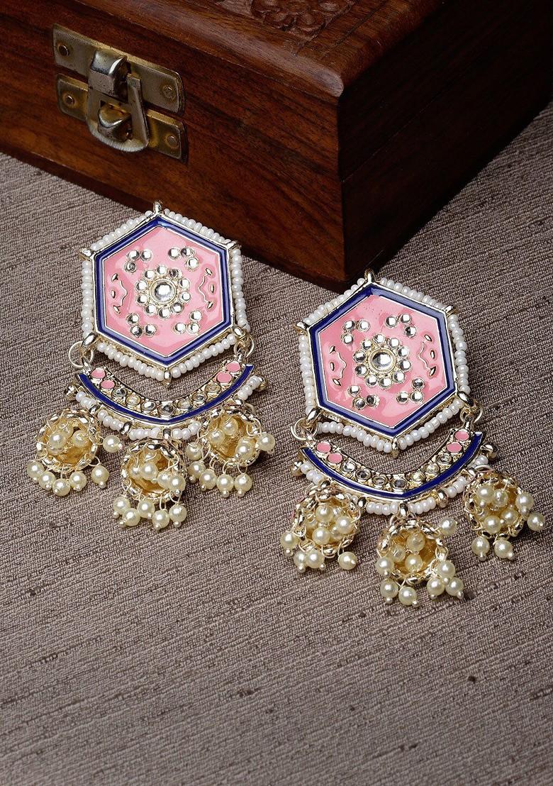 Gold Beaded Gold Plated Earrings