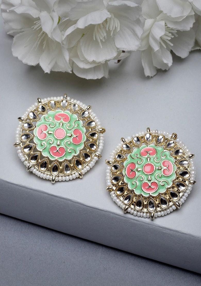 Gold Kundan Studded Gold Plated Earrings