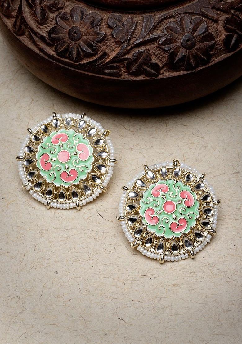 Gold Kundan Studded Gold Plated Earrings