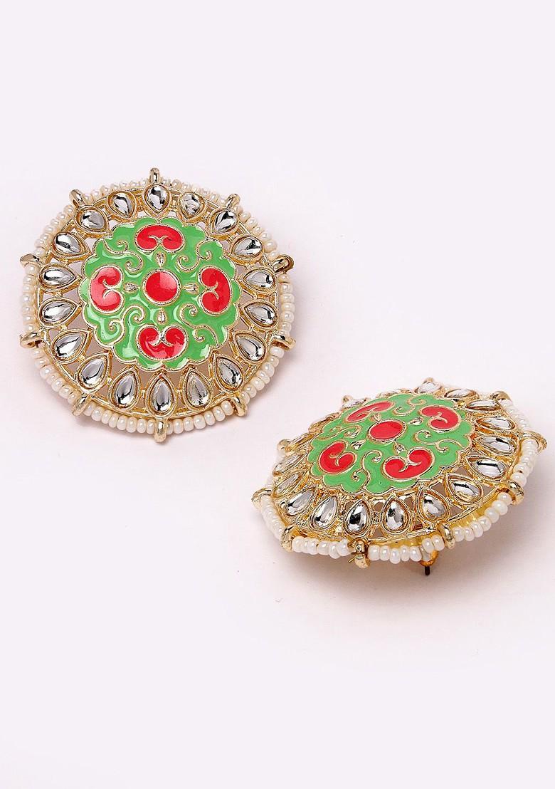 Gold Kundan Studded Gold Plated Earrings