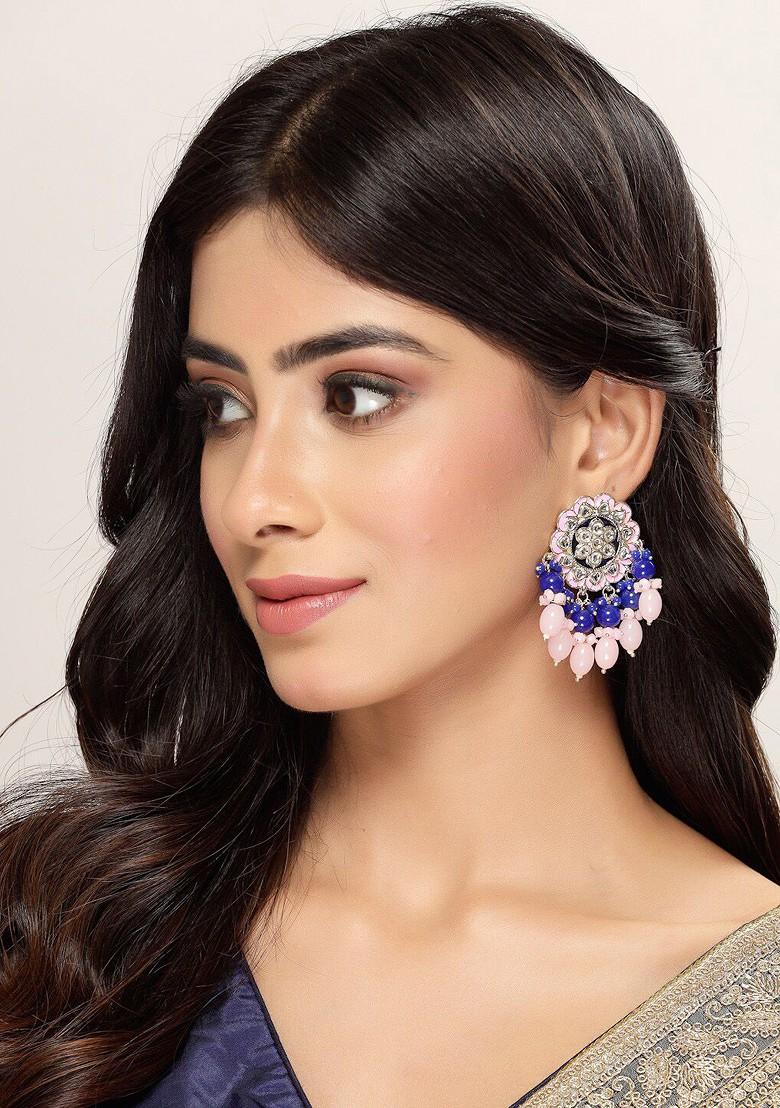 Pink Kundan Studded Gold Plated Earrings