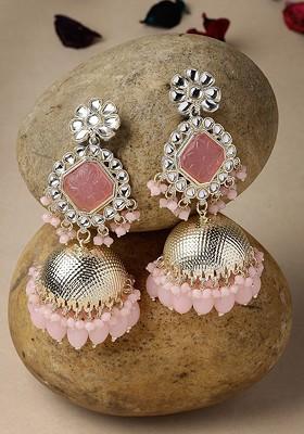 Gold Beaded Gold Plated Earrings