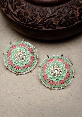 Gold Beaded Gold Plated Earrings