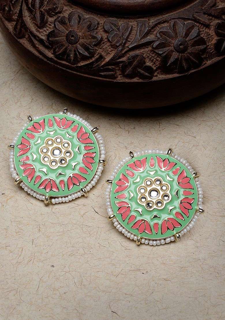Gold Beaded Gold Plated Earrings - Indya