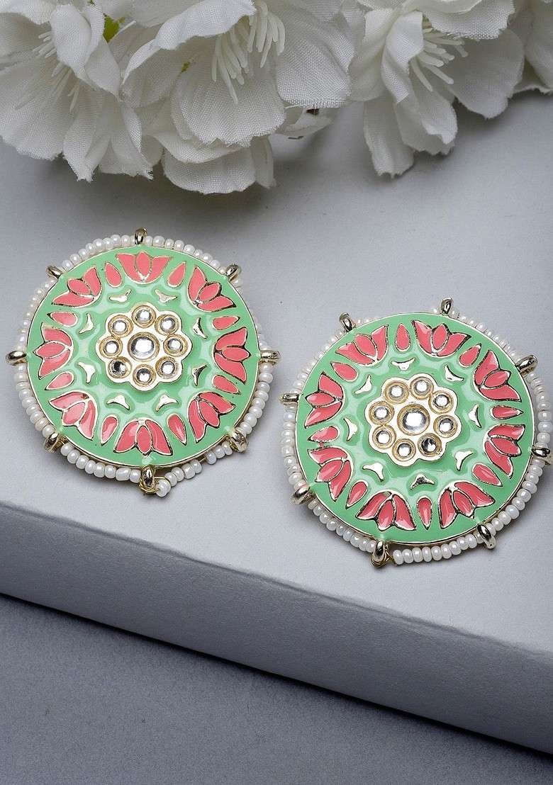 Gold Beaded Gold Plated Earrings - Indya
