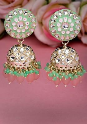 Gold Kundan Studded Gold Plated Earrings