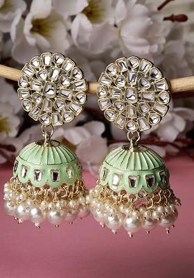 Gold Kundan Studded Gold Plated Earrings