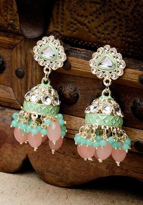 Gold Kundan Studded Gold Plated Earrings