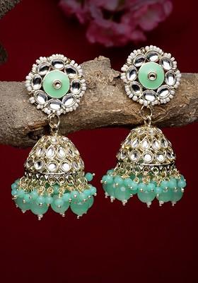 Gold Kundan Studded Gold Plated Earrings