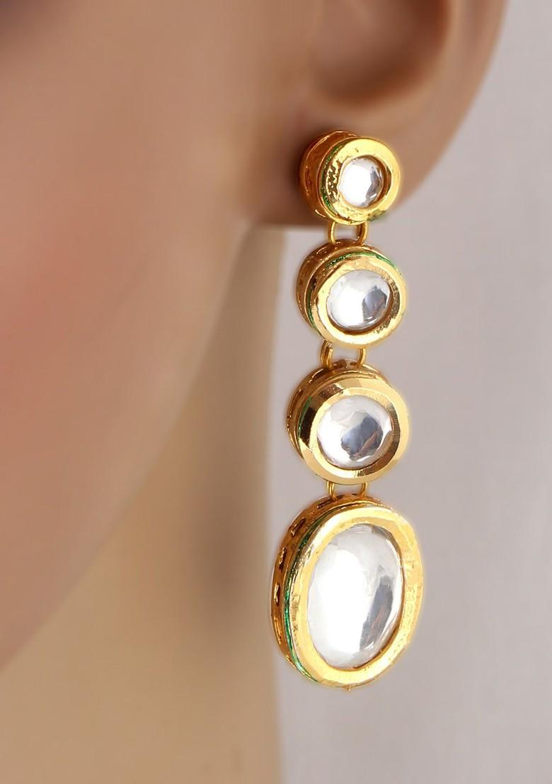 White Studs Gold Plated Earrings