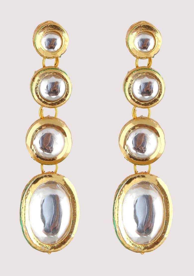 White Studs Gold Plated Earrings