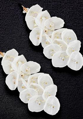 White Studs Gold Plated Earrings