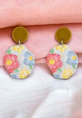 Pink Studs Gold Plated Earrings