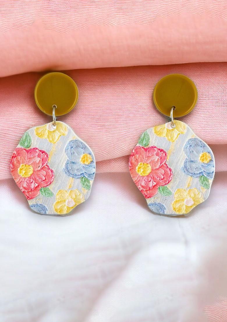 Pink Studs Gold Plated Earrings