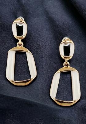 White Studs Gold Plated Earrings