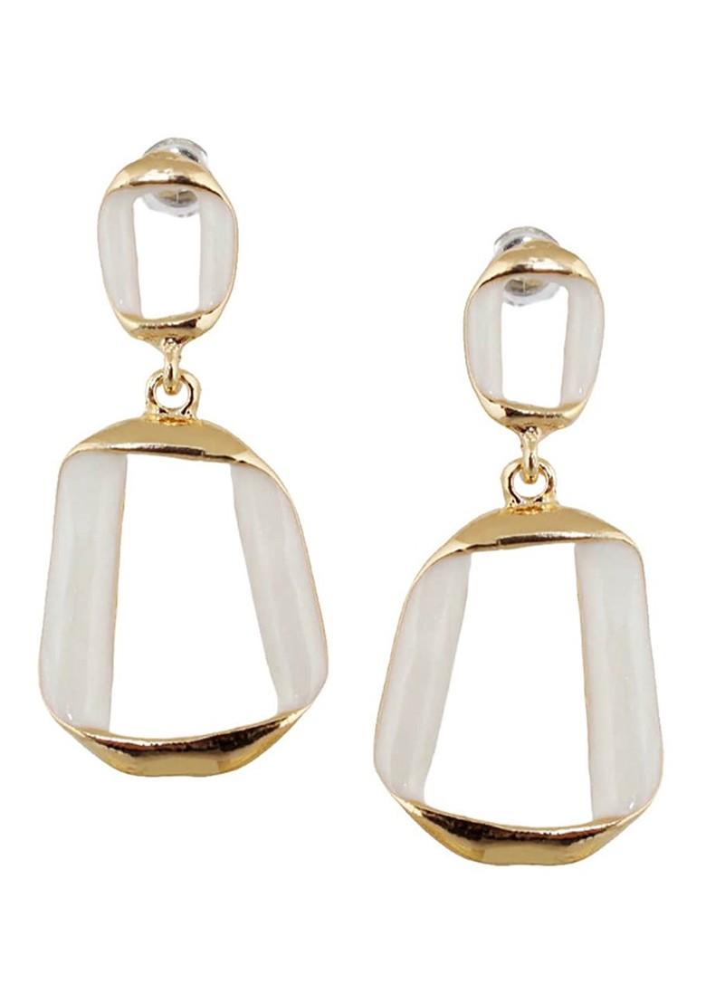 White Studs Gold Plated Earrings