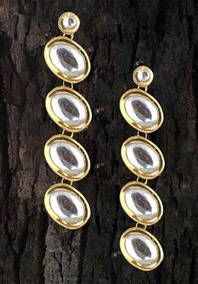 White Studs Gold Plated Earrings