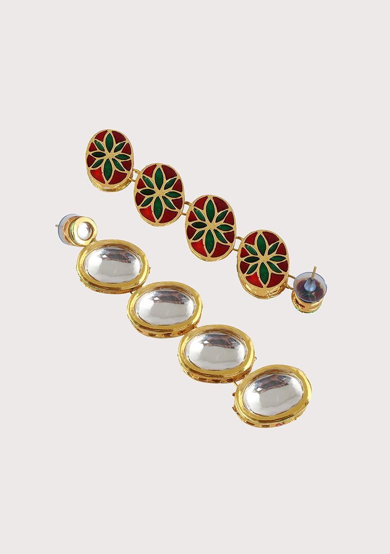 White Studs Gold Plated Earrings