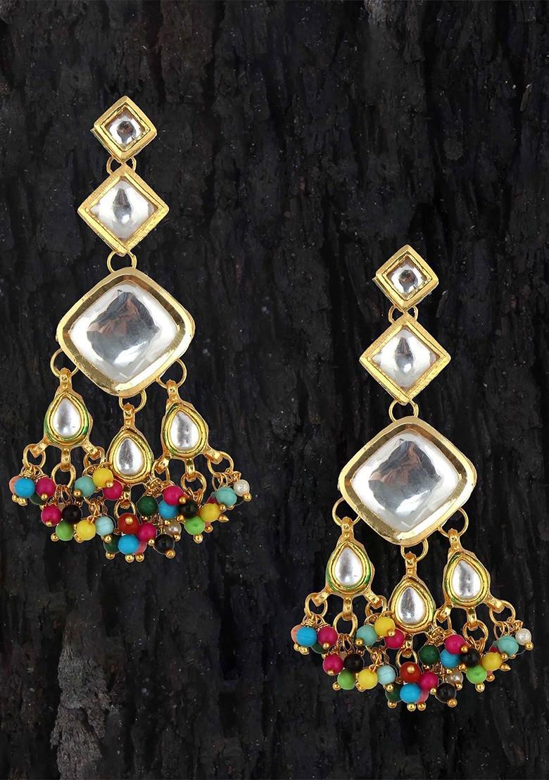White Studs Gold Plated Earrings